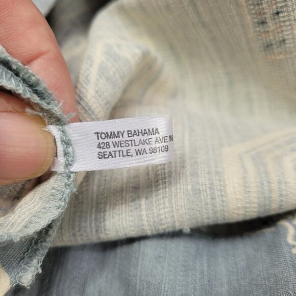 Tommy Bahama Blue-Gray Geometric Silk Shirt size Large - Picture 11 of 15